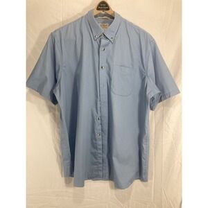 LL Bean Men's Dress Shirt XL 100% Cotton Wrinkle Resistant Blue Short Sleeves
